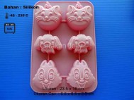 Cetakan Silikon Coklat Puding Cat, Dog & Chipmunk