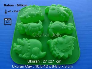 Cetakan Silikon Coklat Puding Dino & Family