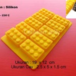 Cetakan Silikon Coklat Puding Building Brick