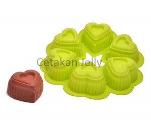 Cetakan Silikon Puding Kue Medium Love 6 cavity