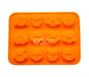CJ Cetakan Silikon Coklat Puding Owl 12 cavity