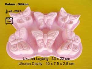 Cetakan Silikon Kue Puding Medium Butterfly 6 cav