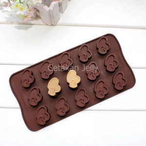 Cetakan Silikon Coklat Puding Double Heart 15 cav