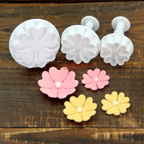 Cetakan Cookies Heart Shape Flower Plunger