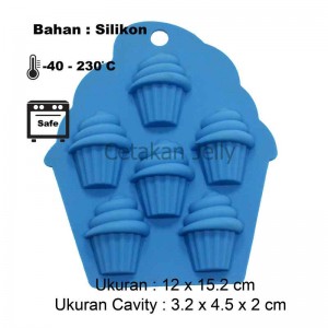 Cetakan Silikon Coklat Puding Mini Cupcake 6 cav