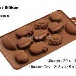 Cetakan Silikon Coklat Puding Mini Fruit 11 cav