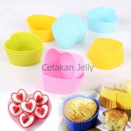 Cetakan Cupcake Hati Silikon Isi 6