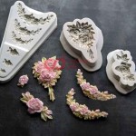 CJ Cetakan Clay Fondant Rose with Leaf 6 cavity Silikon