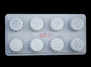 CJ Cetakan Plastik Moon Cake Bulat Plastik 8 cav Flower Pattern