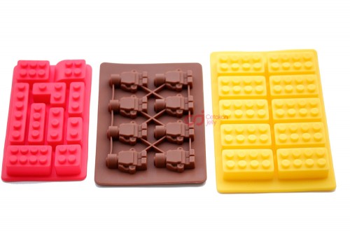 CJ Paket Cetakan Coklat Puding Brick Mini Robot Silikon A